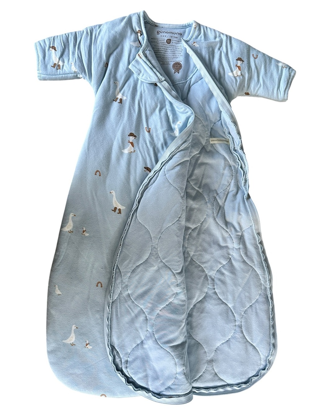 Gunamuna Long Sleeve Transitional Swaddle Sack, Cowboy Goose, 3-6 Months, Tog 1 - Picture 3 of 11